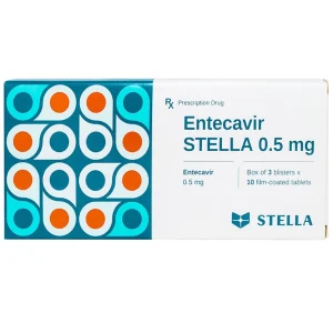 Thuốc Entecavir Stella 0.5mg điều trị viêm gan B mạn tính (3 vỉ x 10 viên)