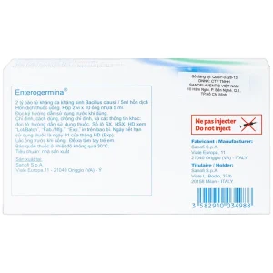 Hỗn dịch uống men vi sinh Enterogermina 2 tỷ/5ml điều trị rối loạn tiêu hóa (2 vỉ x 10 ống)