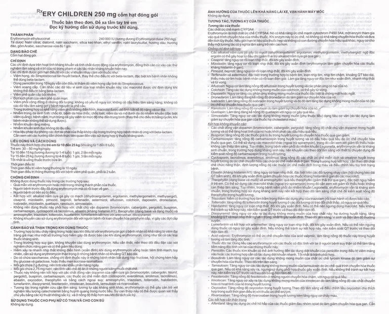 Cốm Ery Children Enfants 250mg Bouchara điều trị nhiễm khuẩn (24 gói)