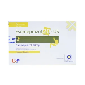 Thuốc Esomeprazol 20-US điều trị trào ngược dạ dày (3 vỉ x 10 viên)