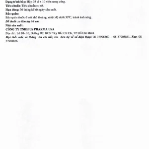 Thuốc Esomeprazol 40-US điều trị trào ngược dạ dày, thực quản (3 vỉ x 10 viên)