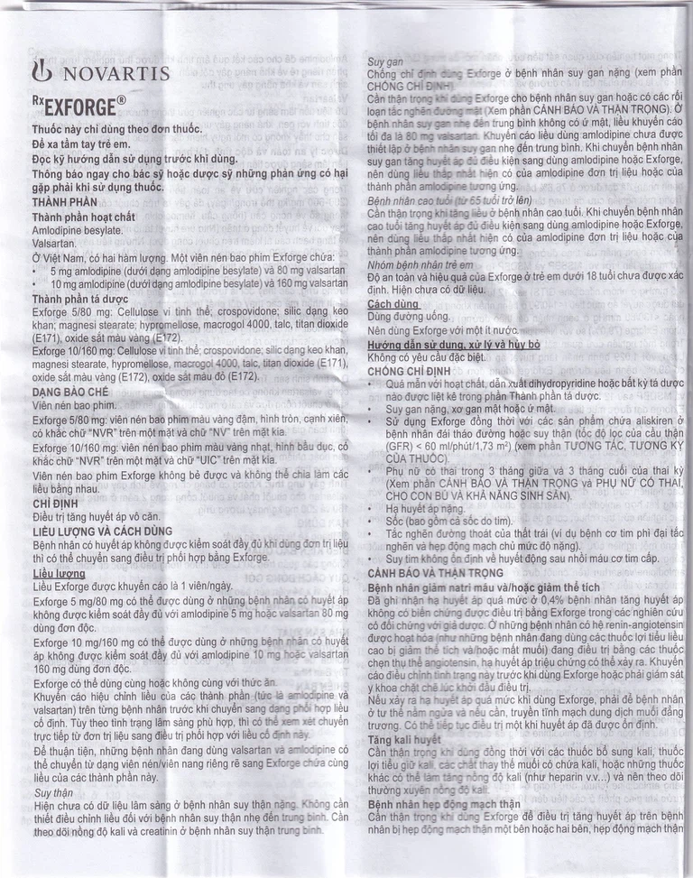 Thuốc Exforge 5mg/80mg Novartis điều trị tăng huyết áp vô căn (2 vỉ x 14 viên)