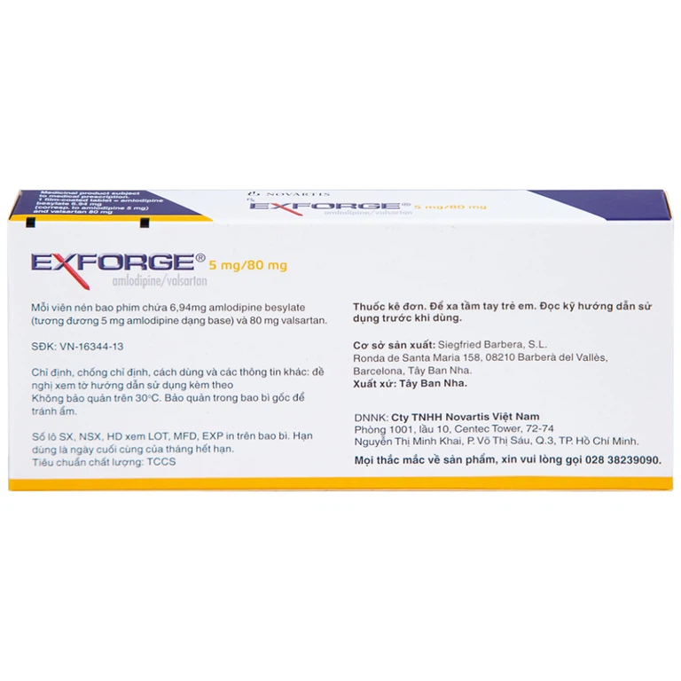 Thuốc Exforge 5mg/80mg Novartis điều trị tăng huyết áp vô căn (2 vỉ x 14 viên)