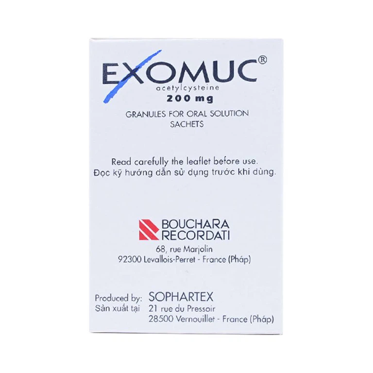 Cốm Exomuc Bouchara điều trị rối loạn chất tiết phế quản (30 gói)