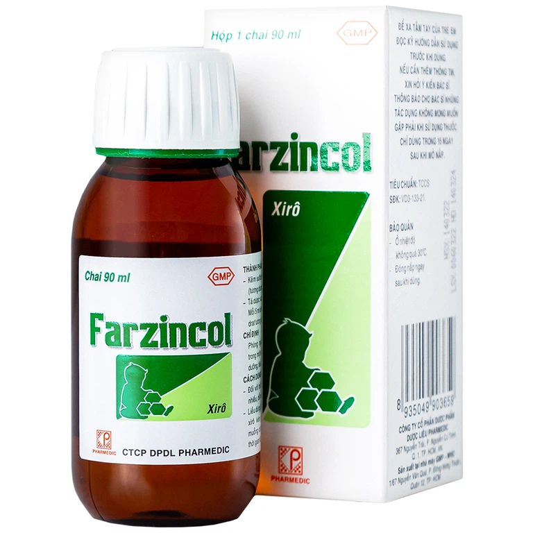 Siro Farzincol Pharmedic điều trị thiếu kẽm (90ml)
