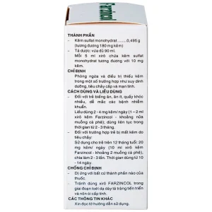 Siro Farzincol Pharmedic điều trị thiếu kẽm (90ml)