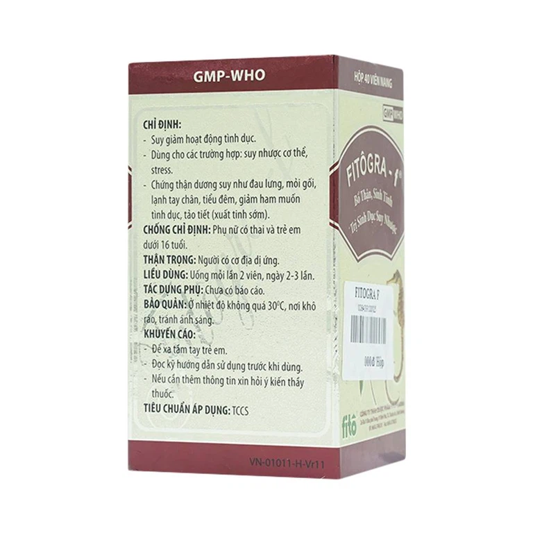 Thuốc Fitogra-f điều trị suy giảm hoạt động tình dục, suy nhược cơ thể (40 viên)