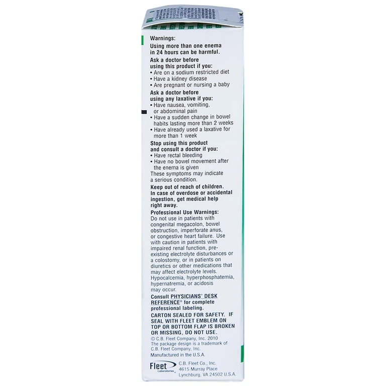 Dung dịch thụt trực tràng Fleet Enema giảm chứng táo bón không thường xuyên (133ml)