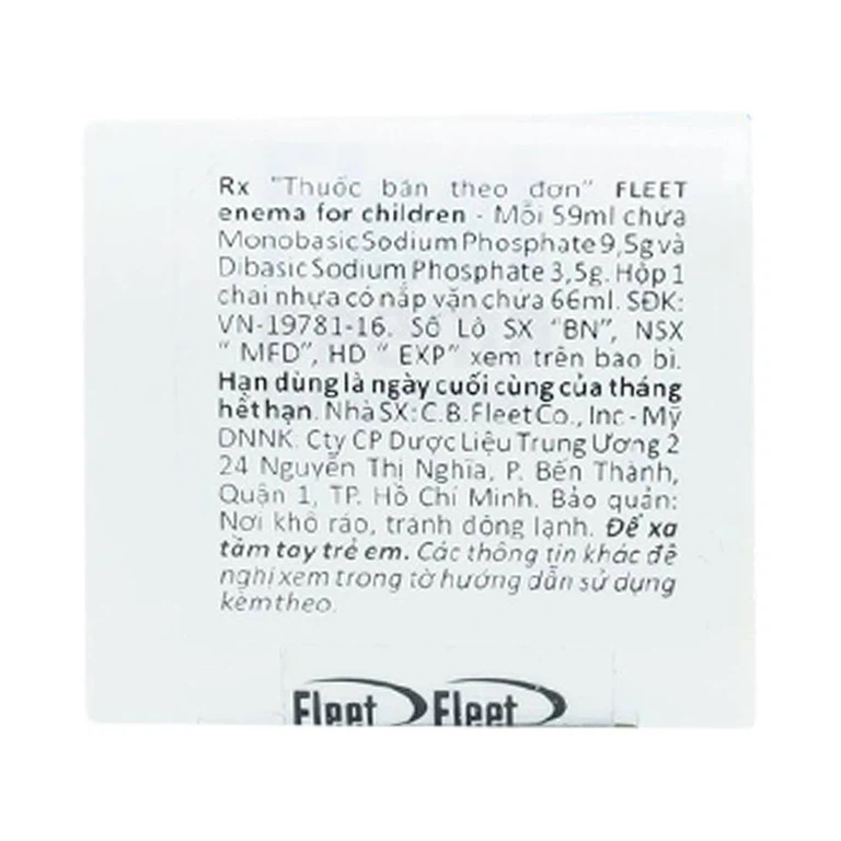Dung dịch thụt trực tràng Fleet Enema For Children giảm chứng táo bón không thường xuyên (66ml)