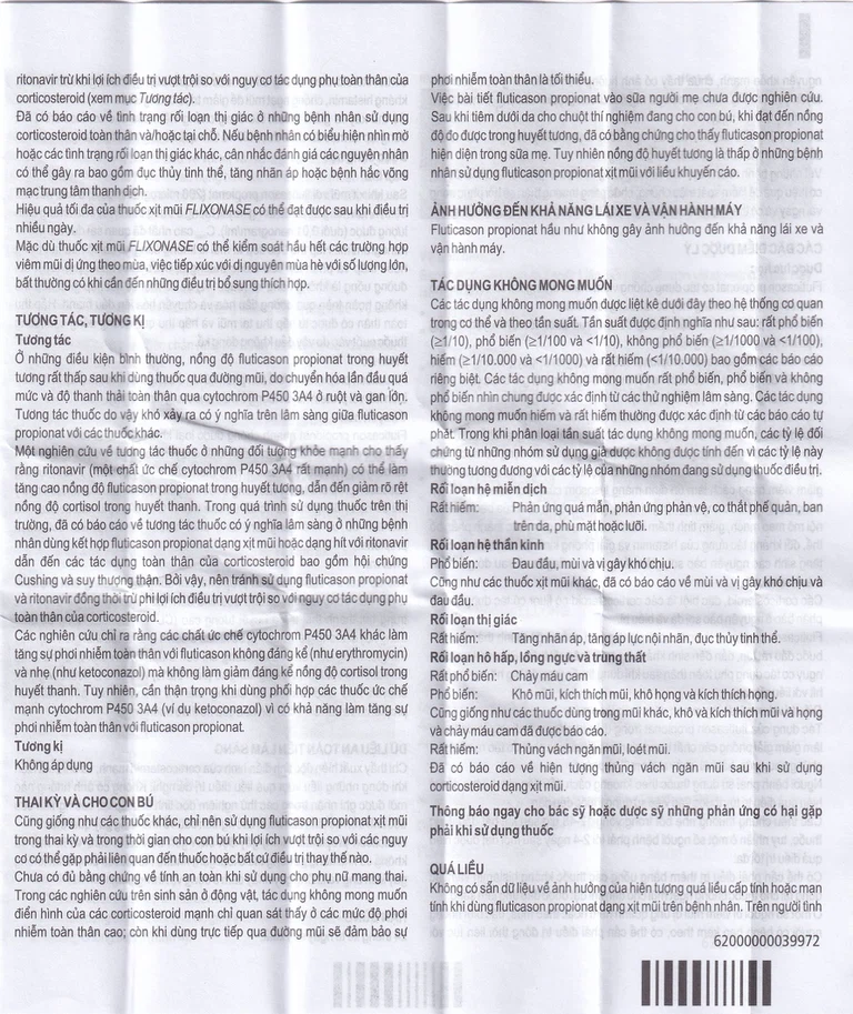 Xịt mũi Flixonase 0.05% GSK điều trị viêm mũi dị ứng (60 liều)
