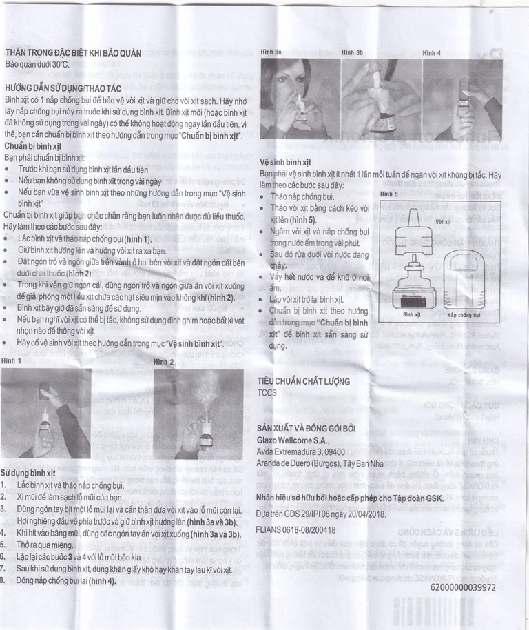 Xịt mũi Flixonase 0.05% GSK điều trị viêm mũi dị ứng (60 liều)