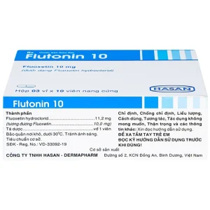 Thuốc Flutonin 10 Hasan điều trị bệnh trầm cảm (3 vỉ x 10 viên)