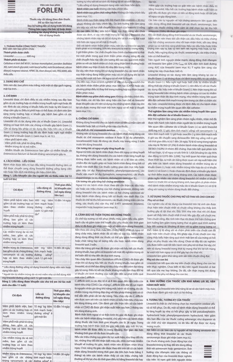 Thuốc Forlen Davipharm điều trị nhiễm trùng (2 vỉ x 10 viên)