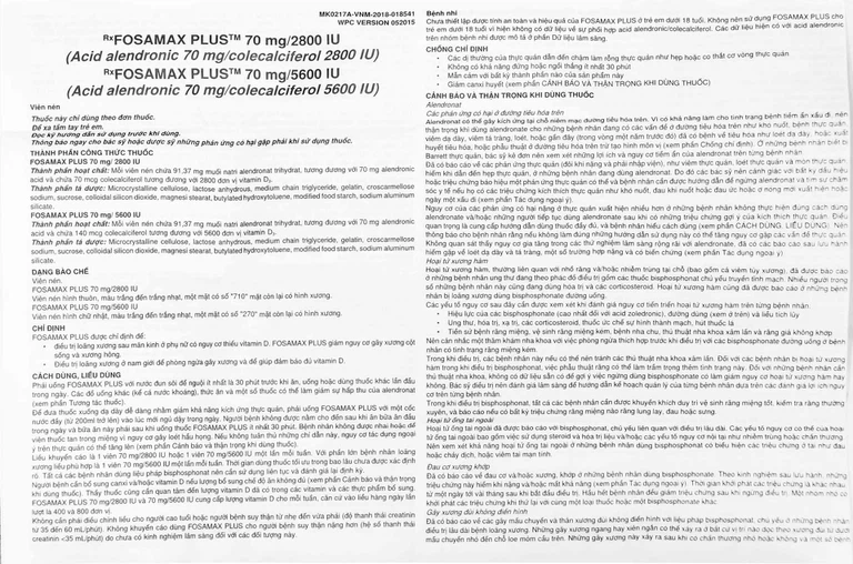Thuốc Fosamax Plus 70mg/5600IU MSD điều trị loãng xương (1 vỉ x 4 viên)