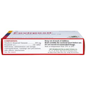 Thuốc Fovirpoxil 300mg OPV điều trị HIV-1, viêm gan B ở người lớn (3 vỉ x 10 viên)