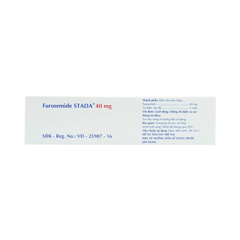 Thuốc Furosemide Stada 40mg điều trị phù, tăng huyết áp (5 vỉ x 10 viên)