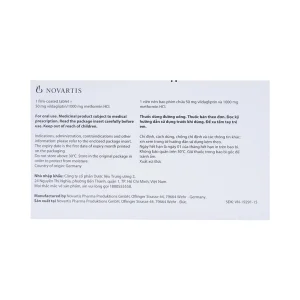 Thuốc Galvus Met 50mg/1000mg Novartis hỗ trợ điều trị đái tháo đường típ 2 (6 vỉ x 10 viên)