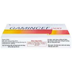 Thuốc Gamincef 200 Maxim điều trị viêm phổi, viêm phế quản, viêm họng (2 vỉ x 10 viên)