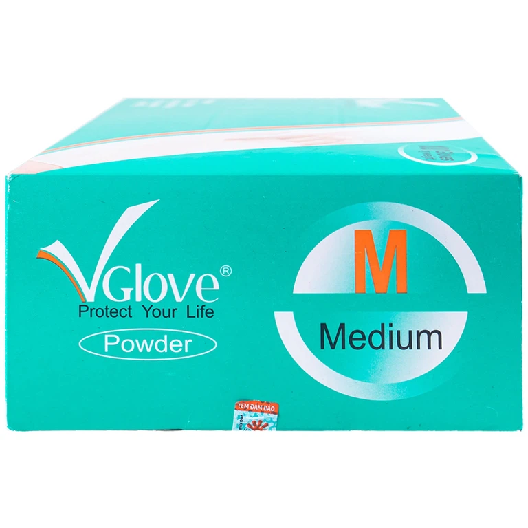 Găng tay cao su y tế trơn có bột VGlove Size M (10 hộp x 100 chiếc)