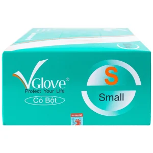 Găng tay cao su y tế trơn có bột VGlove Size S (10 hộp x 100 chiếc)