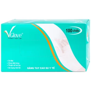 Găng tay cao su y tế trơn có bột VGlove Size S (10 hộp x 100 chiếc)