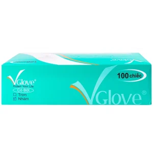 Găng tay cao su y tế trơn có bột VGlove Size S (10 hộp x 100 chiếc)