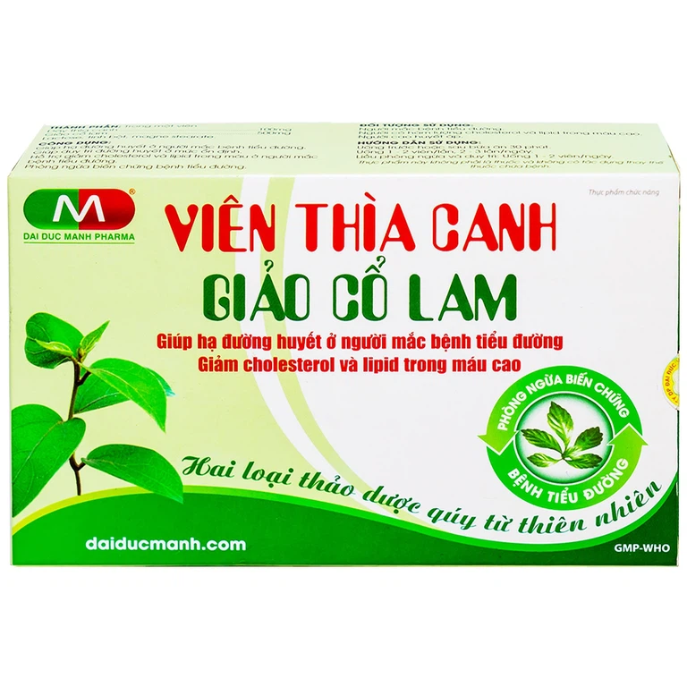 Viên thìa canh Giảo Cổ Lam giúp hạ đường huyết, giảm cholesterol và lipid trong máu cao (3 vỉ x 10 viên)