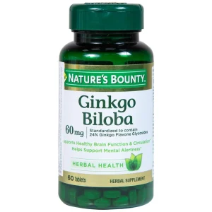 Viên uống Ginkgo Biloba 60mg Nature's Bounty hỗ trợ tăng cường tuần hoàn não (60 viên)