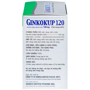Thuốc Ginkokup 120 United điều trị bệnh sa sút trí tuệ, kể cả bệnh Alzheimer (6 vỉ x 10 viên)