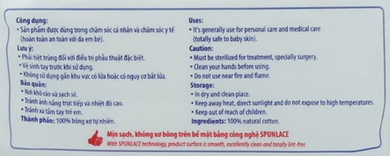 Bông y tế thấm nước Bạch Tuyết 500g dùng trong chăm sóc cá nhân và y tế (24 gói)