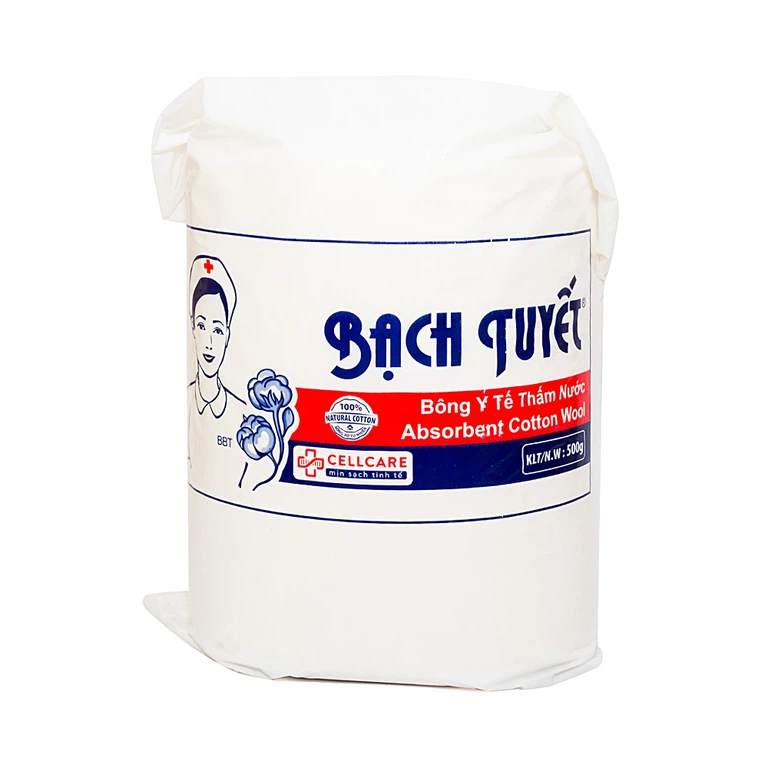 Bông y tế thấm nước Bạch Tuyết 500g dùng trong chăm sóc cá nhân và y tế (24 gói)