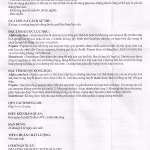 Thuốc Grazyme Gracure điều trị khó tiêu, tức bụng, đầy hơi (3 vỉ x 10 viên)