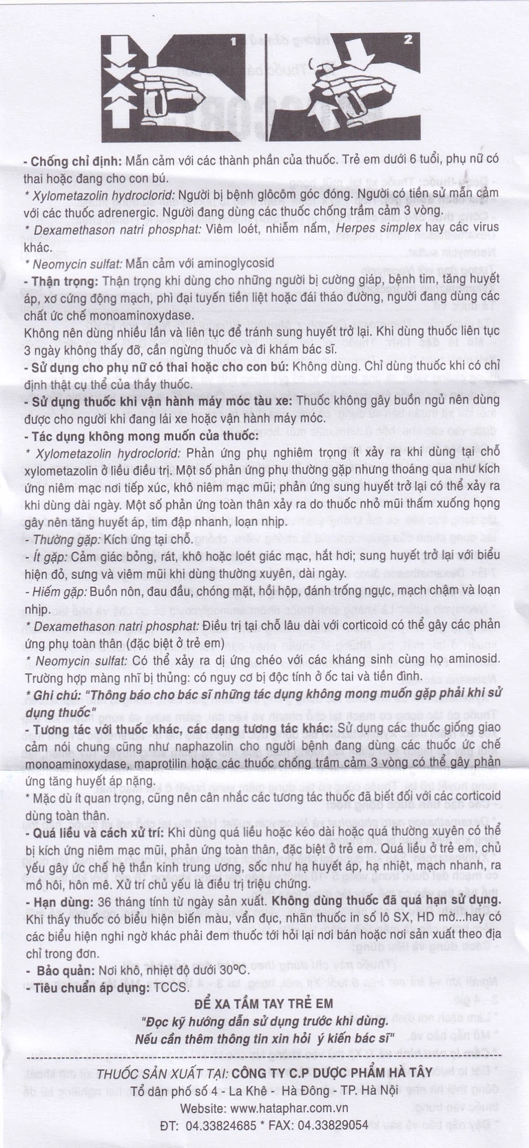 Thuốc xịt Hadocort-D Hà Tây điều trị các bệnh viêm mũi, viêm xoang (15ml)
