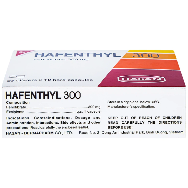 Thuốc Hafenthyl 300 Hasan điều trị rối loạn lipoprotein huyết (3 vỉ x 10 viên)