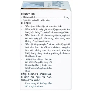 Thuốc Halofar Pharmedic điều trị các biểu hiện rối loạn tâm thần (10 vỉ x 20 viên)