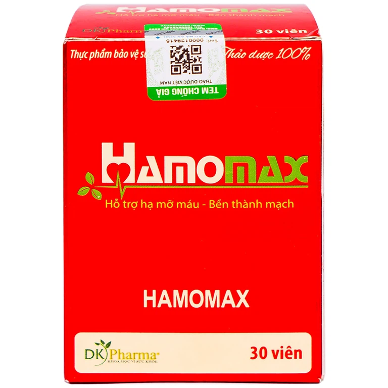 Viên uống Hamomax DK Pharma hỗ trợ hạ mỡ máu, bền thành mạch (30 viên)