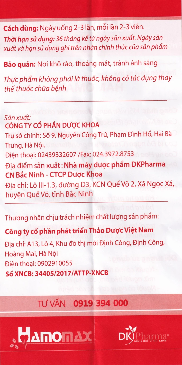 Viên uống Hamomax DK Pharma hỗ trợ hạ mỡ máu, bền thành mạch (30 viên)