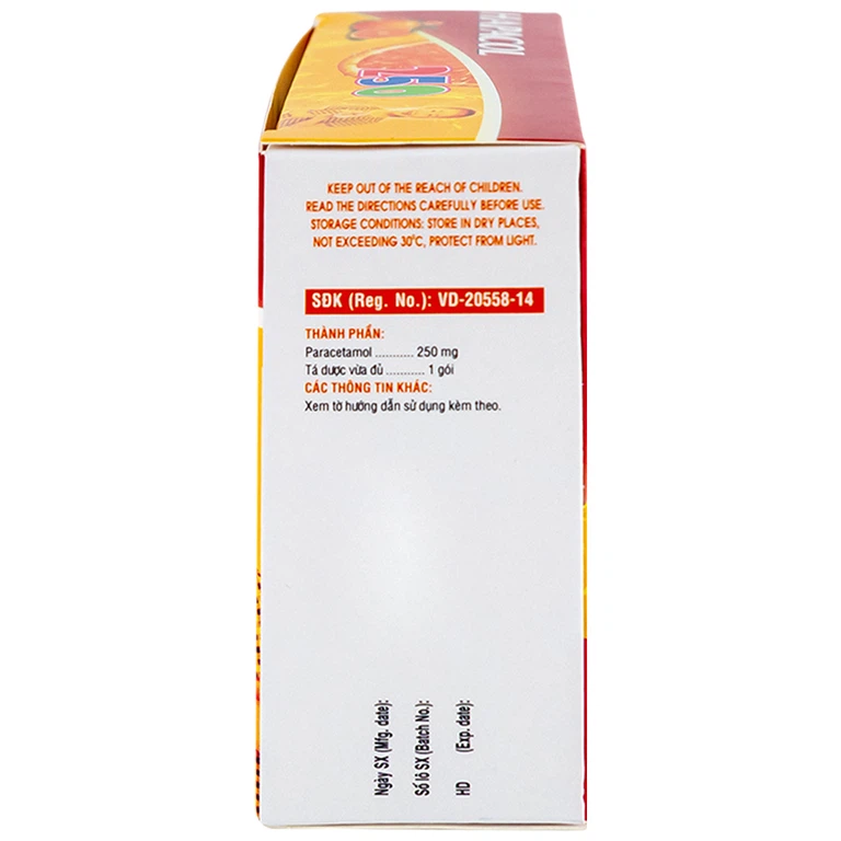 Bột Hapacol 250 DHG giảm đau, hạ sốt (24 gói)