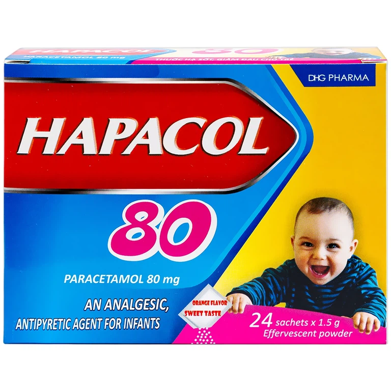 Bột Hapacol 80 DHG giảm đau, hạ sốt (24 gói)