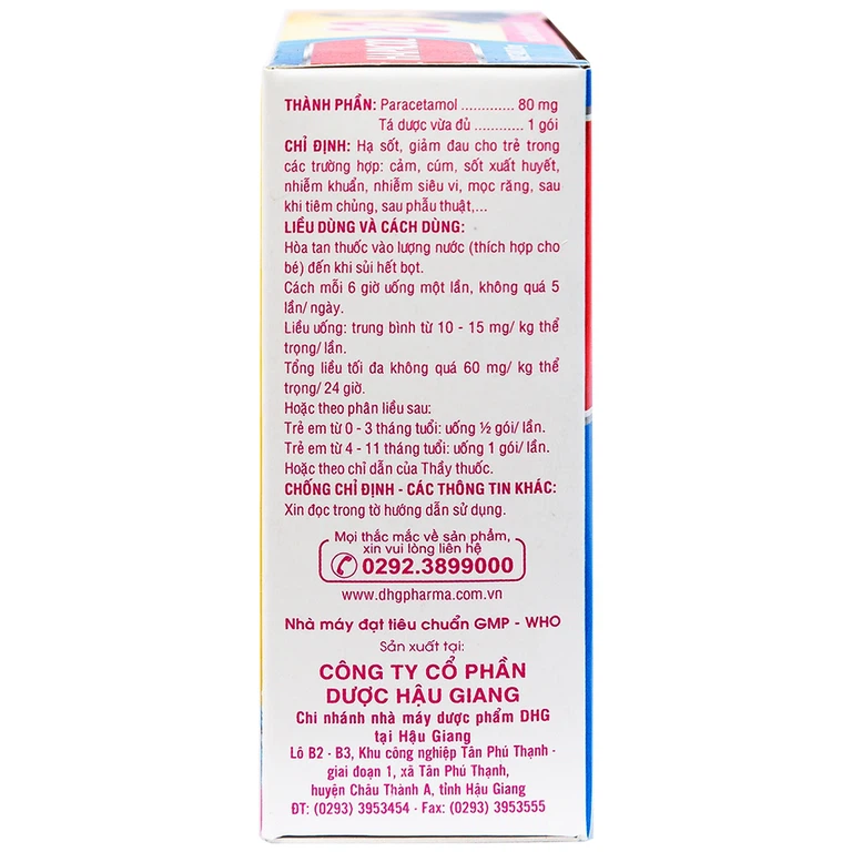 Bột Hapacol 80 DHG giảm đau, hạ sốt (24 gói)