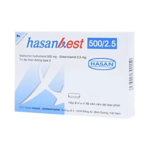 Thuốc Hasanbest 500/2,5 Hasan điều trị đái tháo đường típ 2 (2 vỉ x 15 viên)