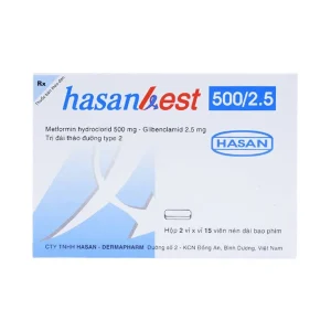 Thuốc Hasanbest 500/2,5 Hasan điều trị đái tháo đường típ 2 (2 vỉ x 15 viên)