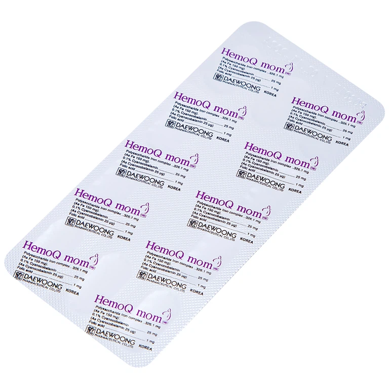 Thuốc HemoQ Mom phòng ngừa và điều trị thiếu máu (3 vỉ x 10 viên)