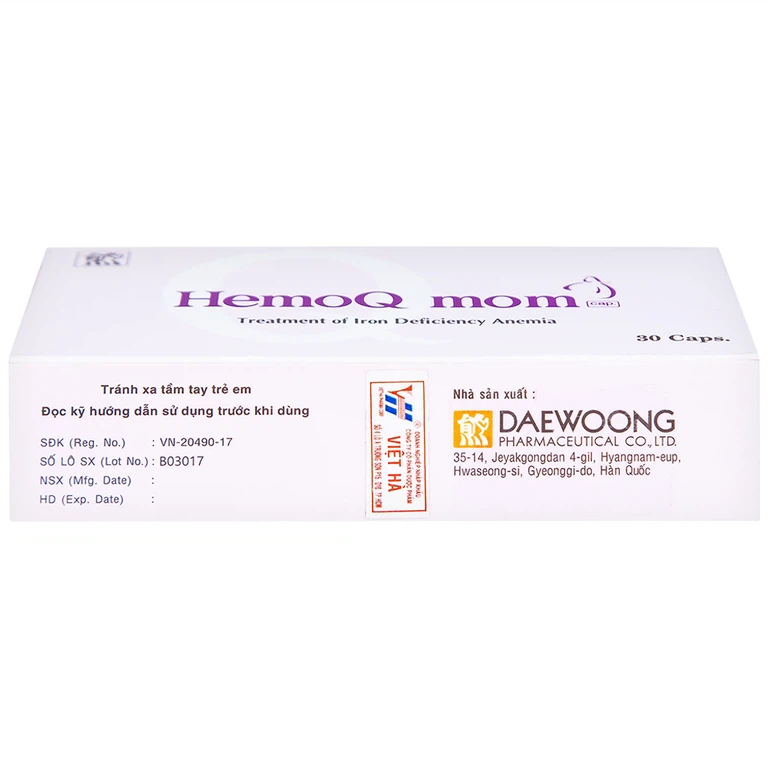 Thuốc HemoQ Mom phòng ngừa và điều trị thiếu máu (3 vỉ x 10 viên)