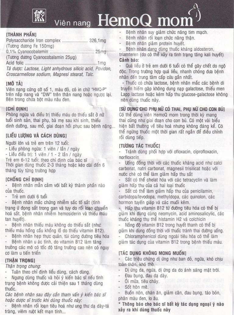 Thuốc HemoQ Mom phòng ngừa và điều trị thiếu máu (3 vỉ x 10 viên)