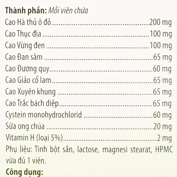 Viên uống Herba Hair Kingphar hỗ trợ bồi bổ khí huyết, làm đen râu tóc (60 viên)