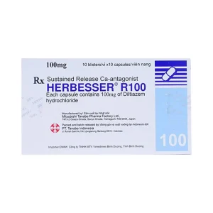 Thuốc Herbesser R100 điều trị tăng huyết áp vô căn, đau thắt ngực ổn định (10 vỉ x 10 viên)