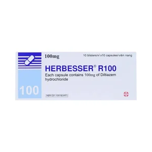 Thuốc Herbesser R100 điều trị tăng huyết áp vô căn, đau thắt ngực ổn định (10 vỉ x 10 viên)