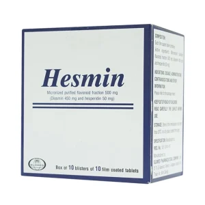 Thuốc Hesmin 500mg Glomed điều trị các triệu chứng và dấu hiệu của suy tĩnh mạch và bệnh trĩ (10 vỉ x 10 viên)