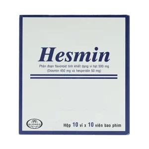 Thuốc Hesmin 500mg Glomed điều trị các triệu chứng và dấu hiệu của suy tĩnh mạch và bệnh trĩ (10 vỉ x 10 viên)